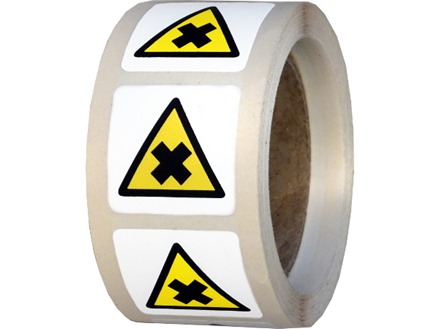 Warning harmful irritant hazard symbol label.