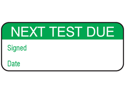 Next test due maintenance label.