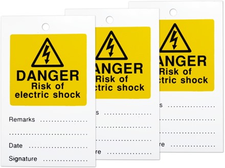 Danger risk of electric shock tag.