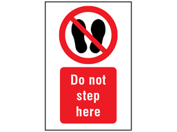 Do not step here symbol and text safety sign