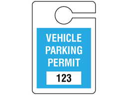 Vehicle parking permit tag, serial numbered