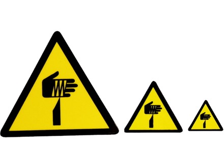 Sharp element warning symbol label.