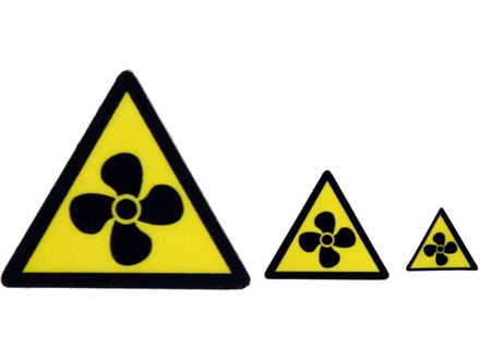 Fan hazard warning symbol label.