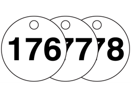 Plastic valve tags, numbered 176-200