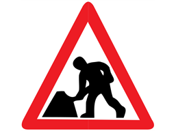 Road works temporary road sign.