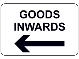 Goods inwards, arrow left sign | RTS332 | Label Source