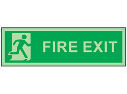 Fire exit running man photoluminescent safety sign