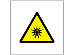 Caution optical radiation hazard symbol safety sign.