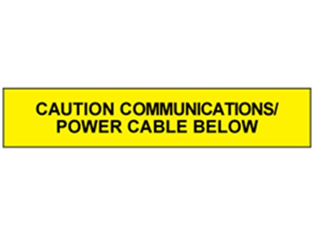 Caution communications power cable below tape.