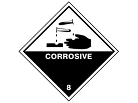 Corrosive, class 8, hazard diamond label