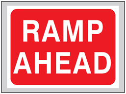 Ramp ahead roll up road sign