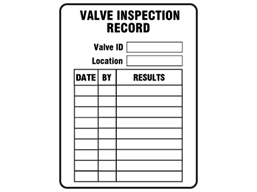 Valve inspection record label