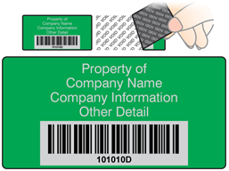 Scanmark tamper evident barcode label (text on colour), 38mm x 76mm