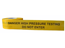 Danger, high pressure testing, do not enter barrier tape
