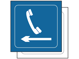 Telephone, arrow left symbol sign.