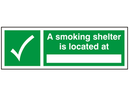 A smoking area is located at sign