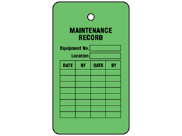 Maintenance record tag.