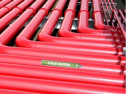 Cold water flow marker label.