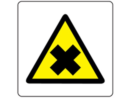 Warning harmful irritant hazard symbol label.