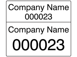 Assetmark dual serial number label (black text), 26mm x 30mm