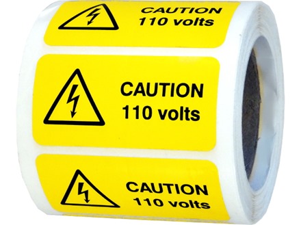 Caution 110 volts label.