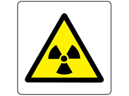 Warning radiation hazard symbol label.