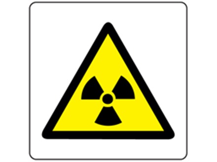 Warning radiation hazard symbol label.