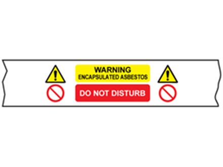 Warning encapsulated asbestos, do not disturb safety tape.