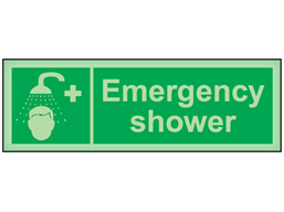 Emergency shower photoluminescent safety sign