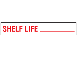 Shelf life stock rack label.