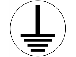Electrical earth symbol label.