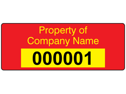 Assetmark serial number label (text on colour), 19mm x 50mm