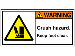 Warning crush hazard keep feet clear label