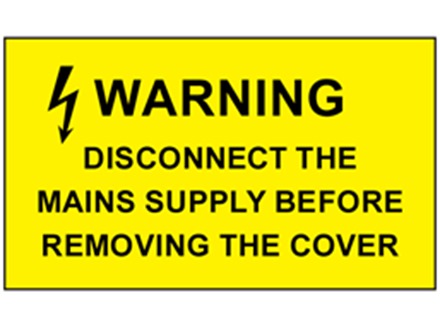 Warning disconnect the mains supply label