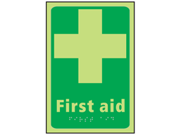 First aid photoluminescent sign.