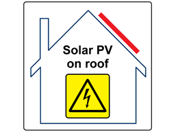 Solar PV on roof hazard label