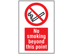 No smoking beyond this point symbol and text safety sign.