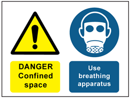 Danger confined space, use breathing apparatus safety sign.