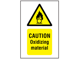 Caution oxidizing material symbol and text safety sign.