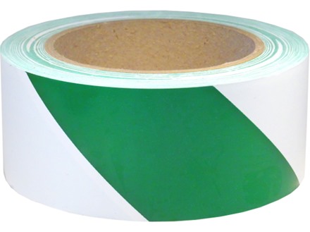 Safety and floor marking tape, green and white chevron. 