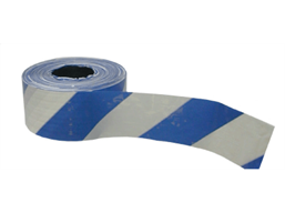 Heavy duty barrier tape, blue and white chevron.