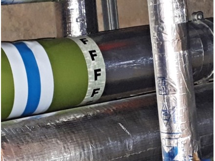 F pipeline identification tape.