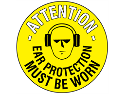 Attention ear protection must be worn floor marker