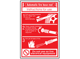 Automatic fire hose reel sign