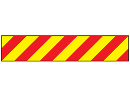 Heavy duty barrier tape, red and yellow chevron.