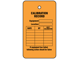 Calibration record tag.