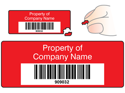 Scanmark destructible barcode label (text on colour), 19mm x 50mm