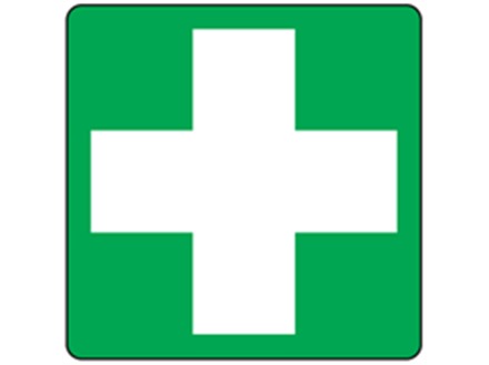 First aid symbol label.