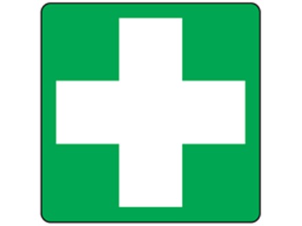 First aid symbol label.