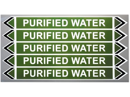 Purified water flow marker label.